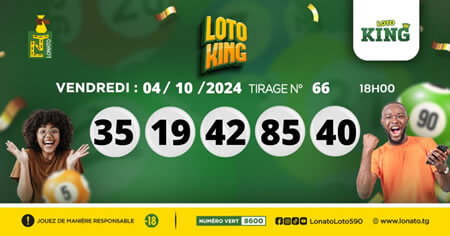 Résultats du loto KING tirage 66