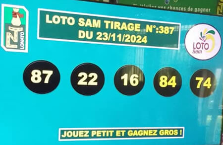 Résultats du loto SAM tirage 387