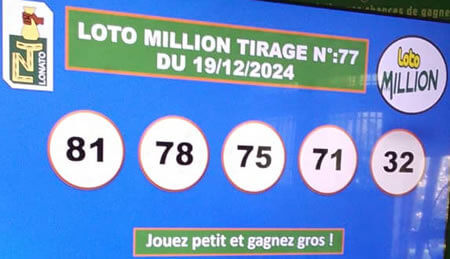Résultats du loto Million tirage 77