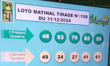 Résultats du loto Matinal tirage 158