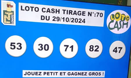 Résultats du loto Cash tirage 70