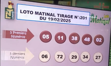 Résultats du loto Matinal tirage 201